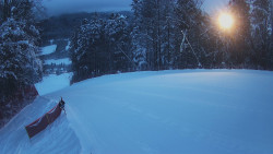 Prostřední část sjezdovky a snowpark