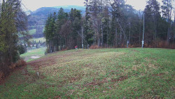 Prostřední část sjezdovky a snowpark