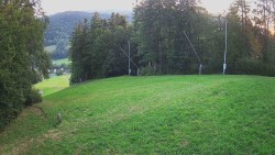 The middle section of the ski slope and the snowpark