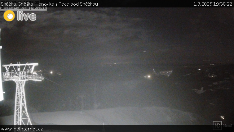 Sněžka - Sněžka - lanovka z Pece pod Sněžkou - 1.3.2026 v 19:30