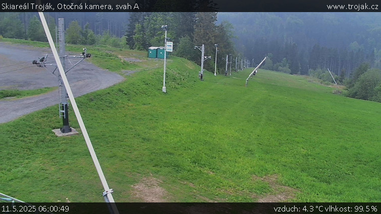 Skiareál Troják - Otočná kamera, svah A - 11.5.2025 v 06:00 Skiareál Troják - Otočná kamera, svah A - 11.5.2025 v 06:00