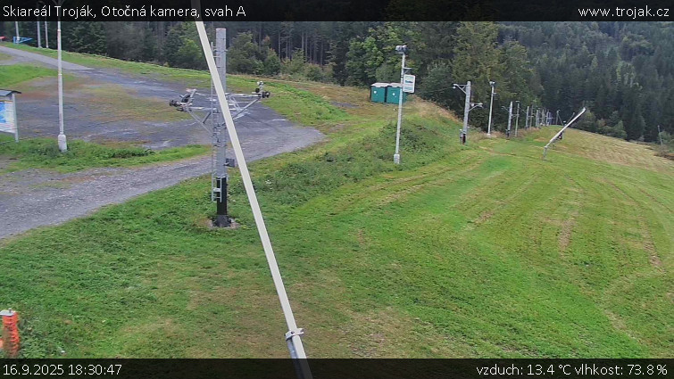 Skiareál Troják - Otočná kamera, svah A - 16.9.2025 v 18:30