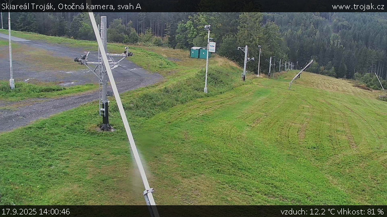 Skiareál Troják - Otočná kamera, svah A - 17.9.2025 v 14:00