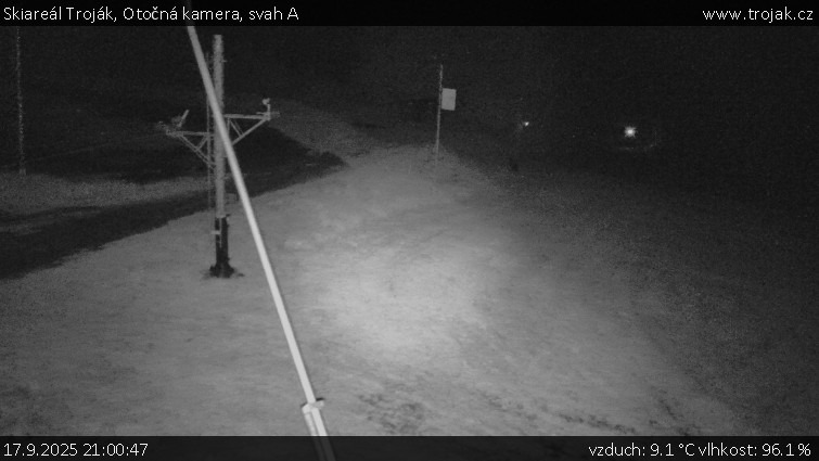 Skiareál Troják - Otočná kamera, svah A - 17.9.2025 v 21:00