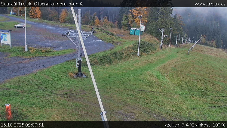Skiareál Troják - Otočná kamera, svah A - 15.10.2025 v 09:00 Skiareál Troják - Otočná kamera, svah A - 15.10.2025 v 09:00