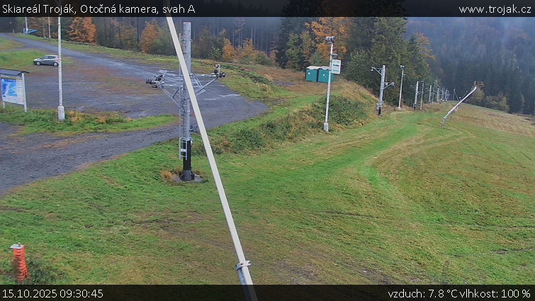Skiareál Troják - Otočná kamera, svah A - 15.10.2025 v 09:30 Skiareál Troják - Otočná kamera, svah A - 15.10.2025 v 09:30