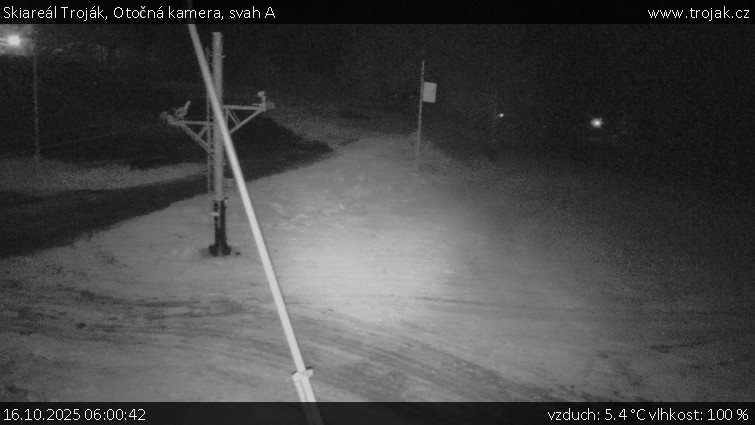 Skiareál Troják - Otočná kamera, svah A - 16.10.2025 v 06:00 Skiareál Troják - Otočná kamera, svah A - 16.10.2025 v 06:00
