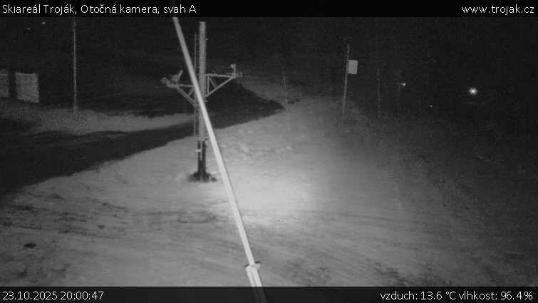 Skiareál Troják - Otočná kamera, svah A - 23.10.2025 v 20:00 Skiareál Troják - Otočná kamera, svah A - 23.10.2025 v 20:00