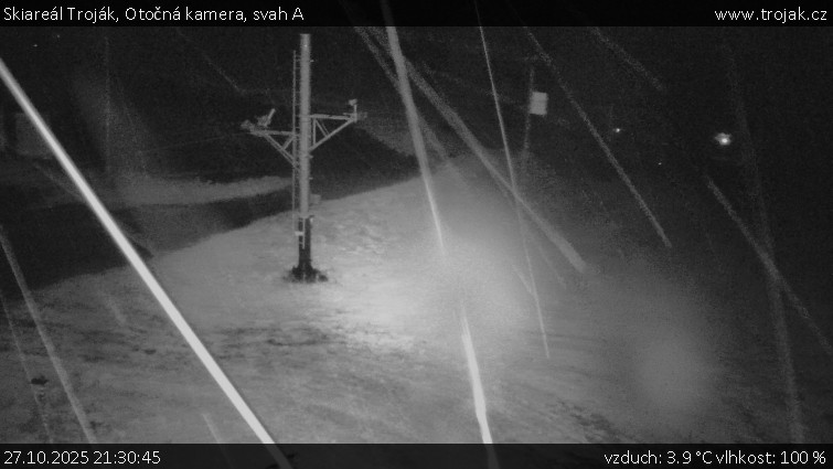 Skiareál Troják - Otočná kamera, svah A - 27.10.2025 v 21:30 Skiareál Troják - Otočná kamera, svah A - 27.10.2025 v 21:30