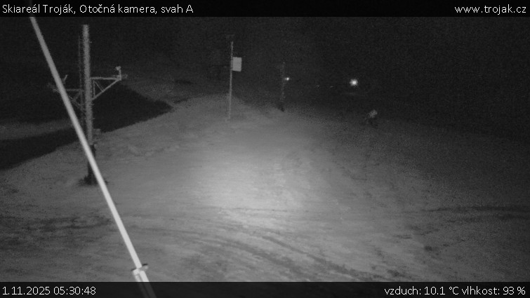 Skiareál Troják - Otočná kamera, svah A - 1.11.2025 v 05:30