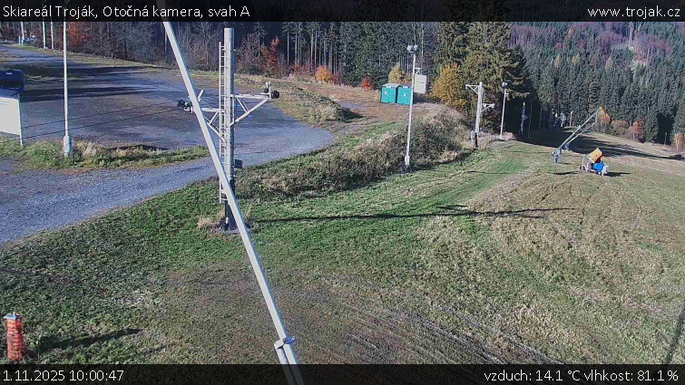 Skiareál Troják - Otočná kamera, svah A - 1.11.2025 v 10:00 Skiareál Troják - Otočná kamera, svah A - 1.11.2025 v 10:00
