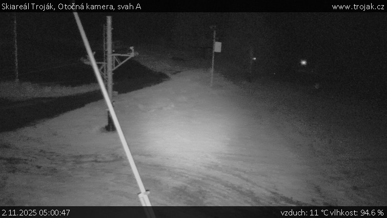 Skiareál Troják - Otočná kamera, svah A - 2.11.2025 v 05:00 Skiareál Troják - Otočná kamera, svah A - 2.11.2025 v 05:00