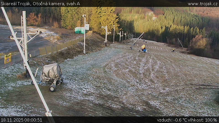 Skiareál Troják - Otočná kamera, svah A - 18.11.2025 v 08:00