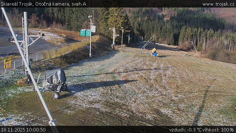 Skiareál Troják - Otočná kamera, svah A - 18.11.2025 v 10:00