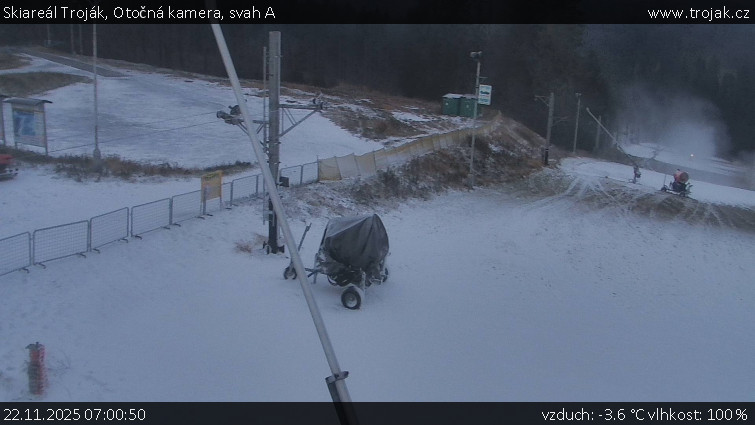 Skiareál Troják - Otočná kamera, svah A - 22.11.2025 v 07:00