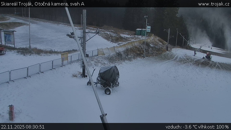 Skiareál Troják - Otočná kamera, svah A - 22.11.2025 v 08:30