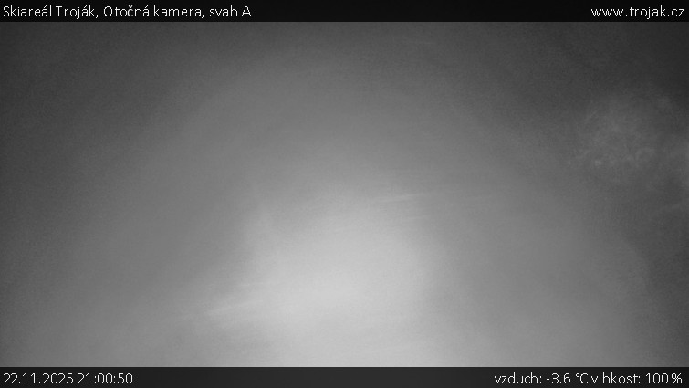 Skiareál Troják - Otočná kamera, svah A - 22.11.2025 v 21:00