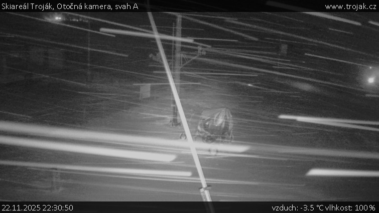 Skiareál Troják - Otočná kamera, svah A - 22.11.2025 v 22:30