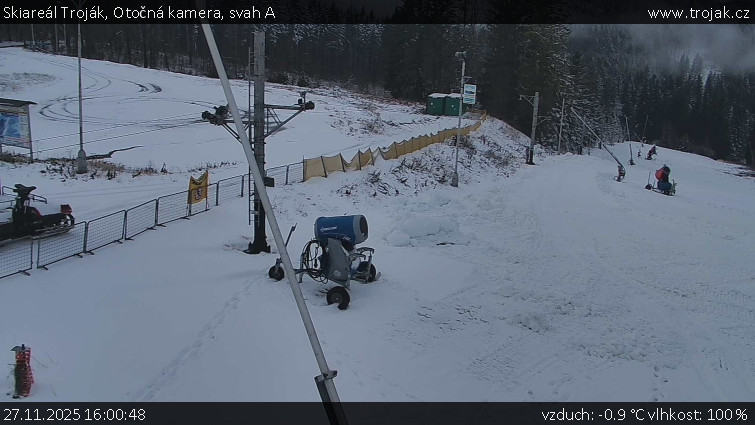 Skiareál Troják - Otočná kamera, svah A - 27.11.2025 v 16:00