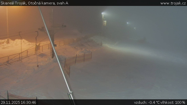 Skiareál Troják - Otočná kamera, svah A - 29.11.2025 v 16:30