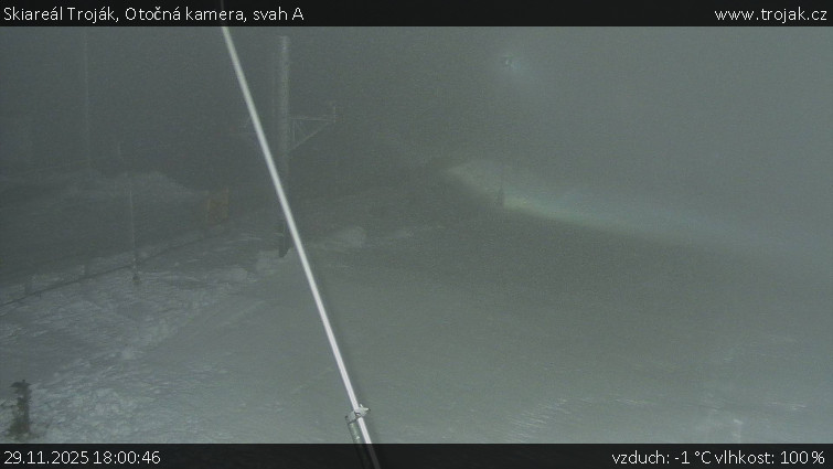 Skiareál Troják - Otočná kamera, svah A - 29.11.2025 v 18:00