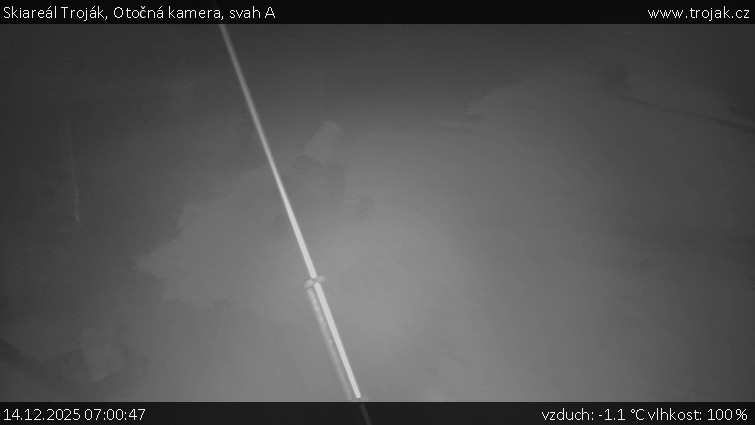 Skiareál Troják - Otočná kamera, svah A - 14.12.2025 v 07:00