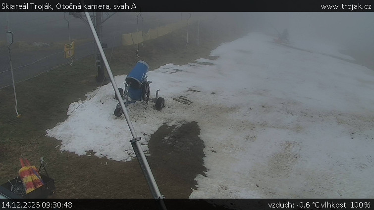 Skiareál Troják - Otočná kamera, svah A - 14.12.2025 v 09:30