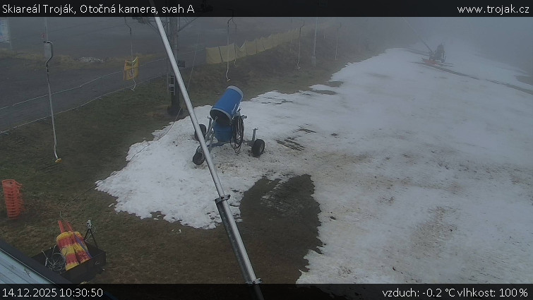 Skiareál Troják - Otočná kamera, svah A - 14.12.2025 v 10:30