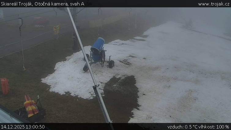 Skiareál Troják - Otočná kamera, svah A - 14.12.2025 v 13:00