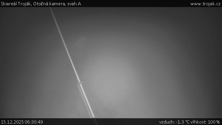 Skiareál Troják - Otočná kamera, svah A - 15.12.2025 v 06:30