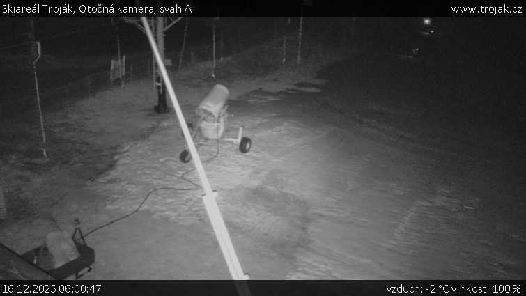 Skiareál Troják - Otočná kamera, svah A - 16.12.2025 v 06:00