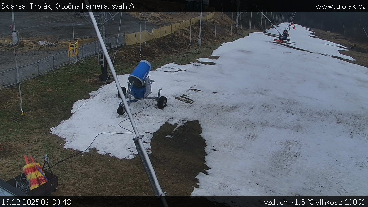 Skiareál Troják - Otočná kamera, svah A - 16.12.2025 v 09:30