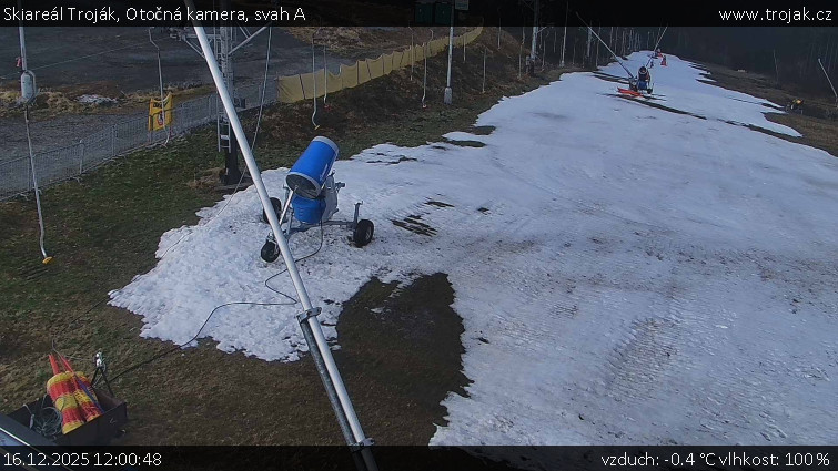 Skiareál Troják - Otočná kamera, svah A - 16.12.2025 v 12:00