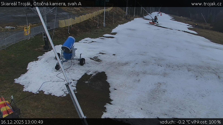 Skiareál Troják - Otočná kamera, svah A - 16.12.2025 v 13:00