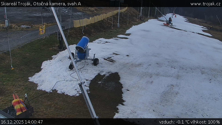 Skiareál Troják - Otočná kamera, svah A - 16.12.2025 v 14:00