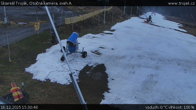 Skiareál Troják - Otočná kamera, svah A - 16.12.2025 v 15:30