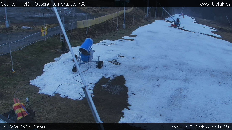 Skiareál Troják - Otočná kamera, svah A - 16.12.2025 v 16:00