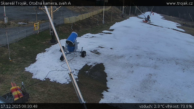 Skiareál Troják - Otočná kamera, svah A - 17.12.2025 v 08:30