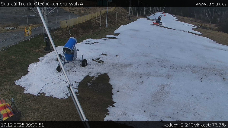 Skiareál Troják - Otočná kamera, svah A - 17.12.2025 v 09:30