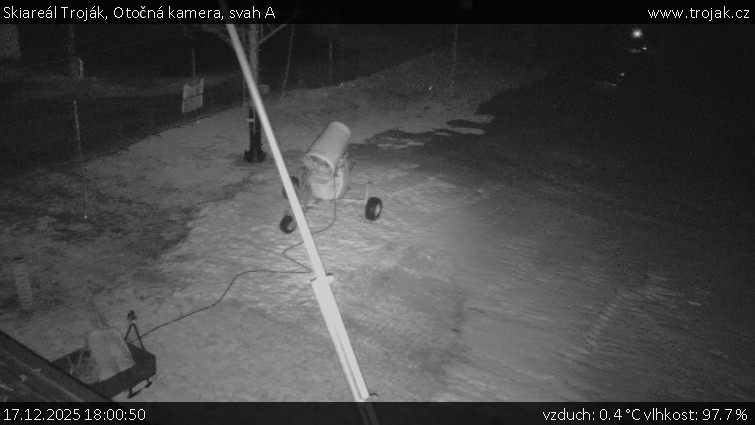 Skiareál Troják - Otočná kamera, svah A - 17.12.2025 v 18:00