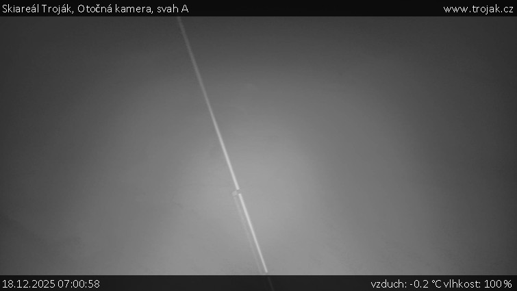 Skiareál Troják - Otočná kamera, svah A - 18.12.2025 v 07:00