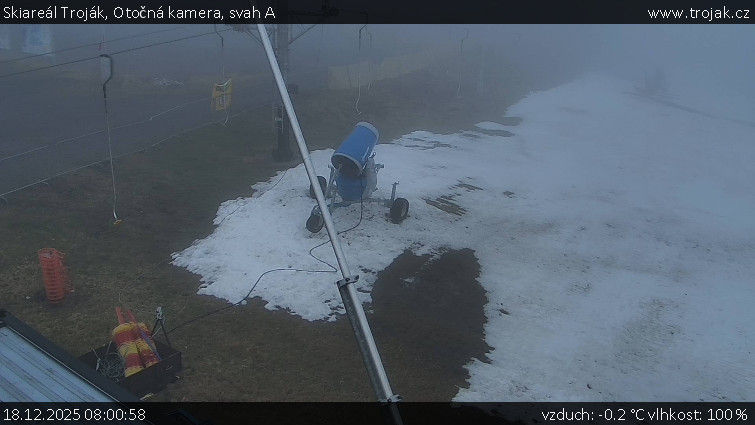 Skiareál Troják - Otočná kamera, svah A - 18.12.2025 v 08:00