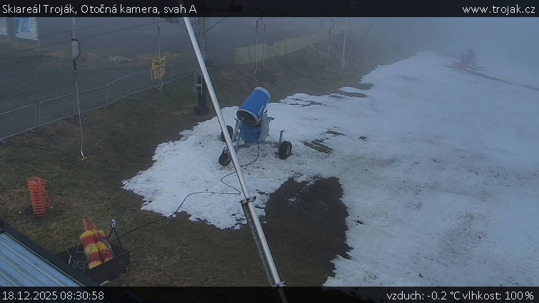Skiareál Troják - Otočná kamera, svah A - 18.12.2025 v 08:30