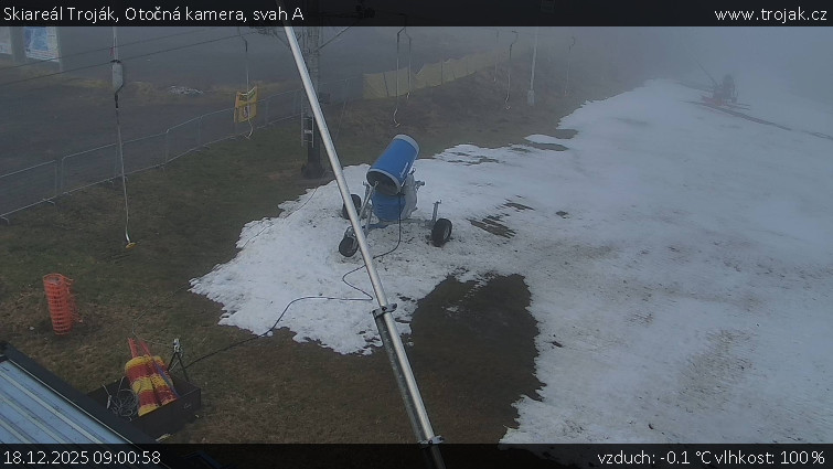 Skiareál Troják - Otočná kamera, svah A - 18.12.2025 v 09:00