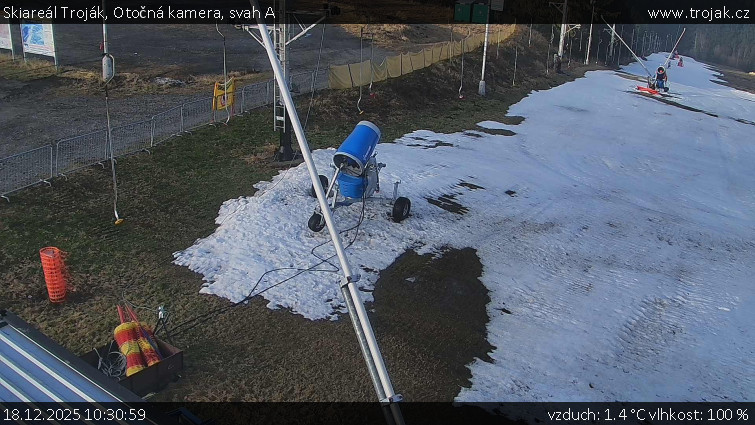 Skiareál Troják - Otočná kamera, svah A - 18.12.2025 v 10:30