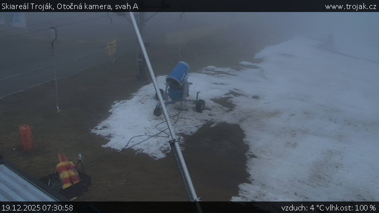 Skiareál Troják - Otočná kamera, svah A - 19.12.2025 v 07:30
