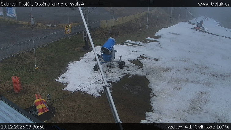 Skiareál Troják - Otočná kamera, svah A - 19.12.2025 v 08:30