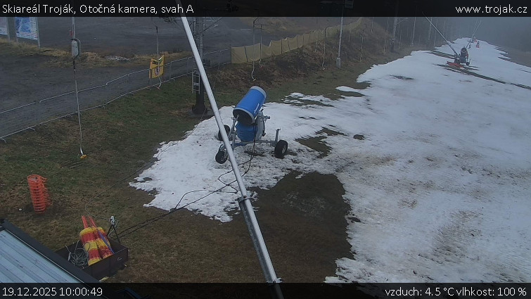 Skiareál Troják - Otočná kamera, svah A - 19.12.2025 v 10:00