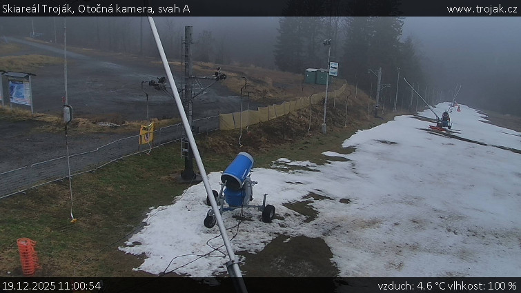 Skiareál Troják - Otočná kamera, svah A - 19.12.2025 v 11:00