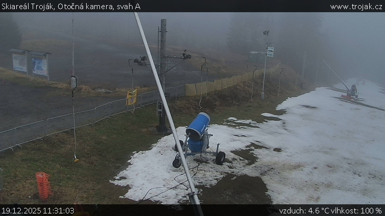 Skiareál Troják - Otočná kamera, svah A - 19.12.2025 v 11:31
